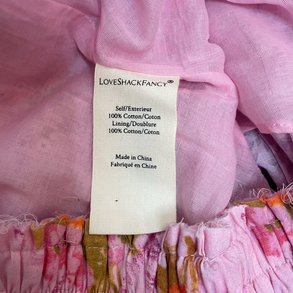 LoveShackFancy Ruffled Two Tier Mini Skirt in Exploded Pink  Floral Size M - Picture 11 of 12